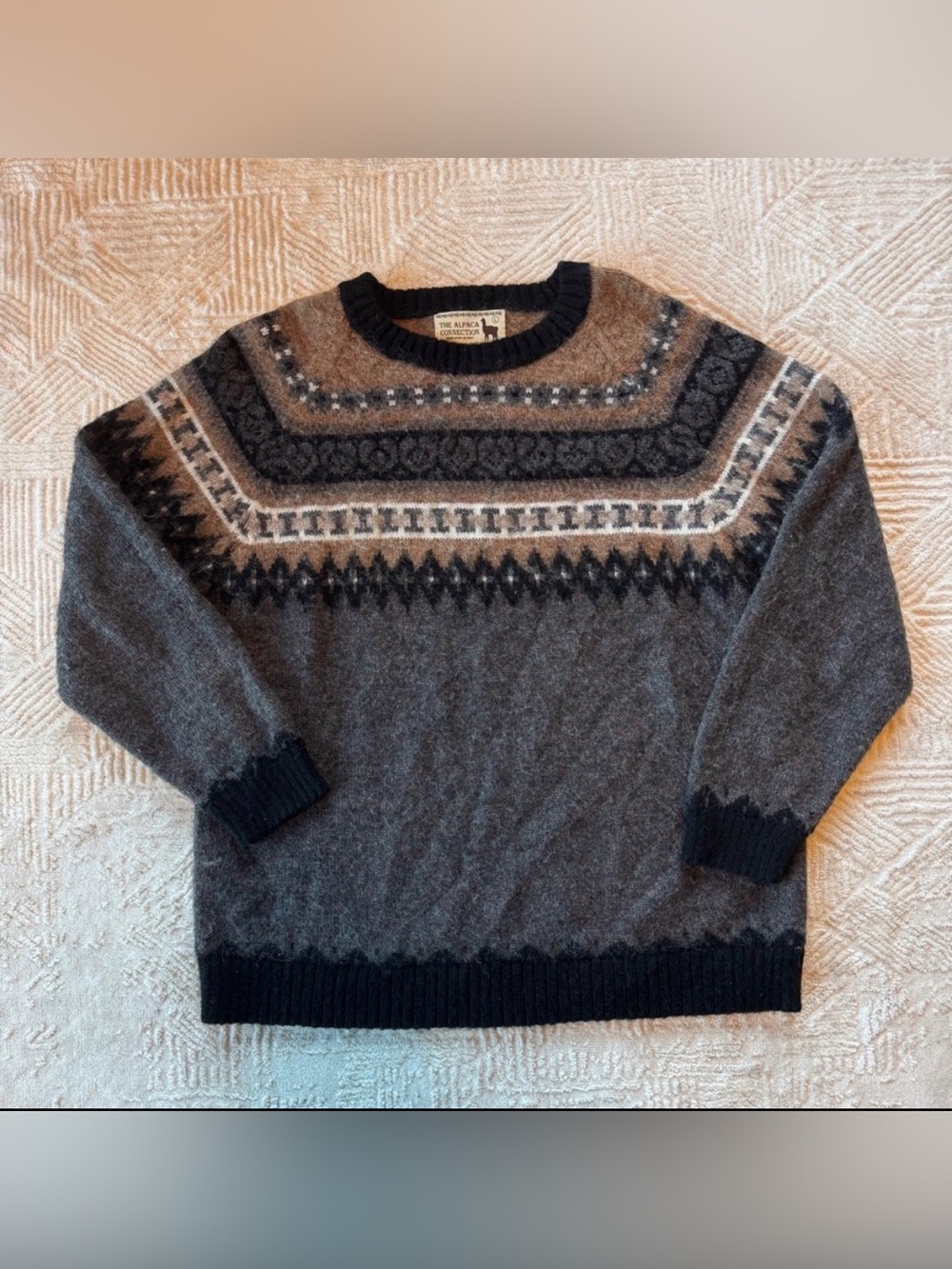 VTG The Alpaca Connection Hand Made in Peru Wool Nordic Fair Isle Sweater Large